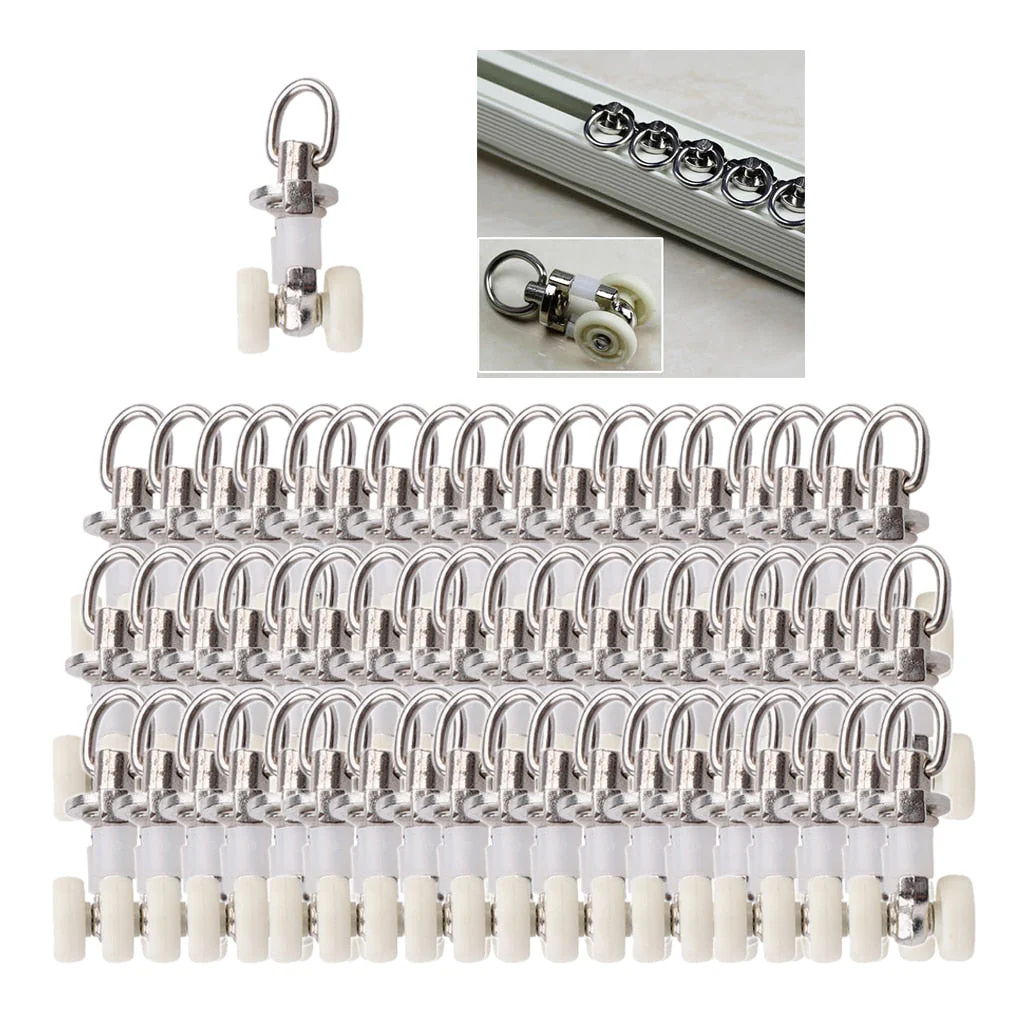 HULIANFU Silent Track Glider Runner Hooks Gliding Runner Wheel Curtain Carrier 26mm - Deanwangkt
