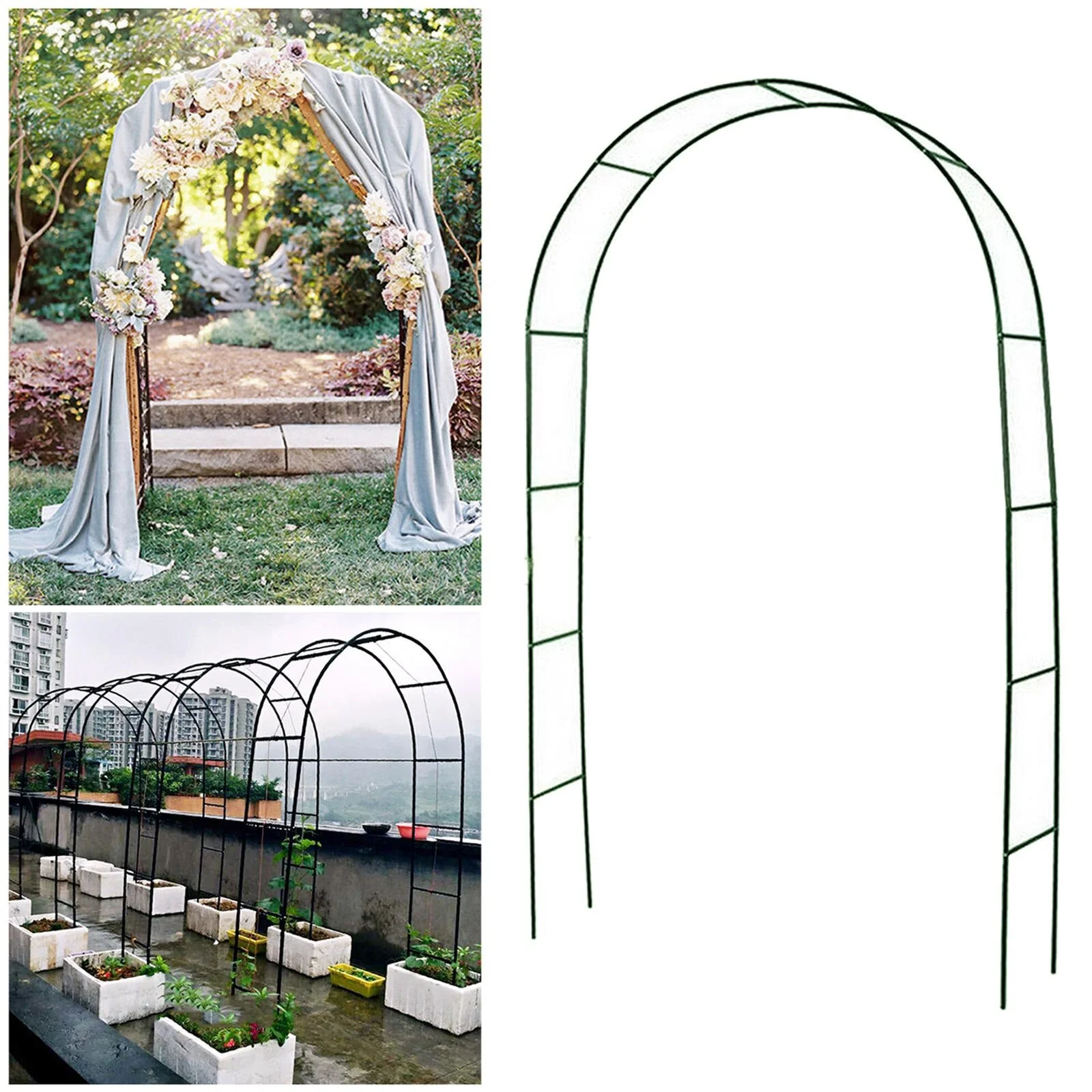 HULIANFU Metal Wedding Arch Stackable DIY Arch for Prop Supplies Decoration Easy Assembly Rose Gates Balloon Archway Arbours Party Decor - Deanwangkt