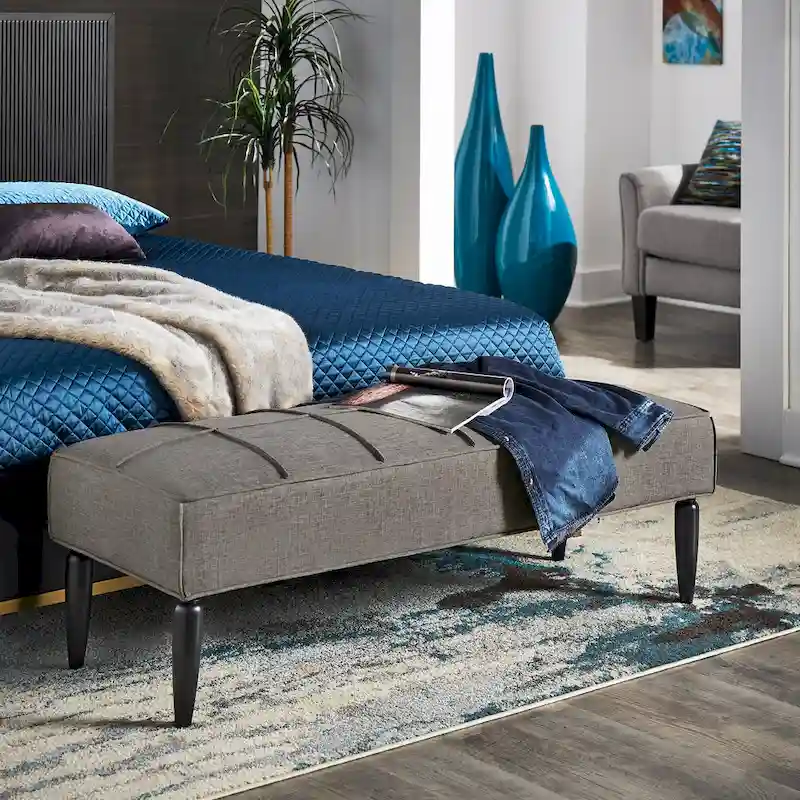 Cassian Black Finish Linen Upholstered Bench by iNSPIRE Q Modern