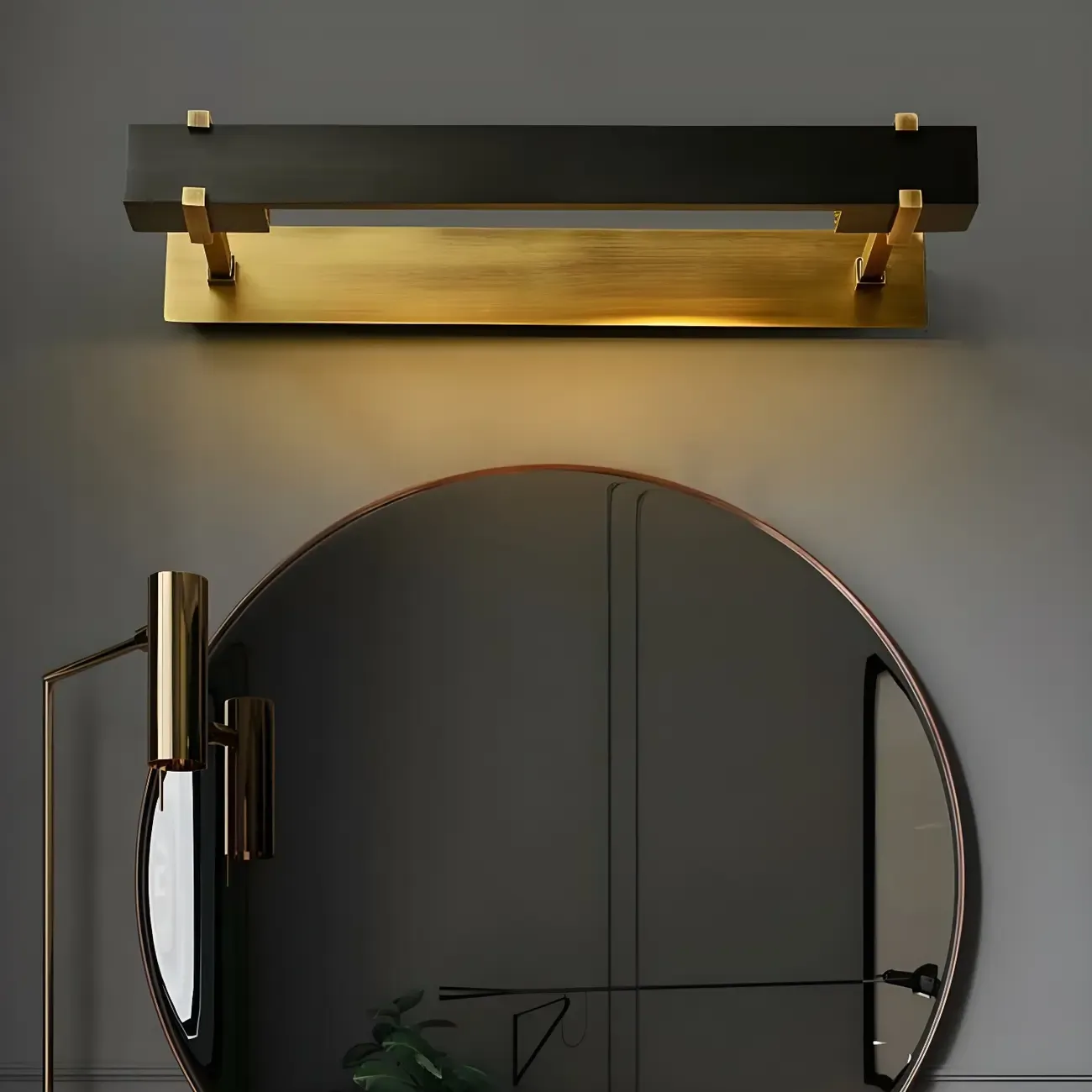 Black Metal Square Vanity Light  with Gold Bracket for Home Decor