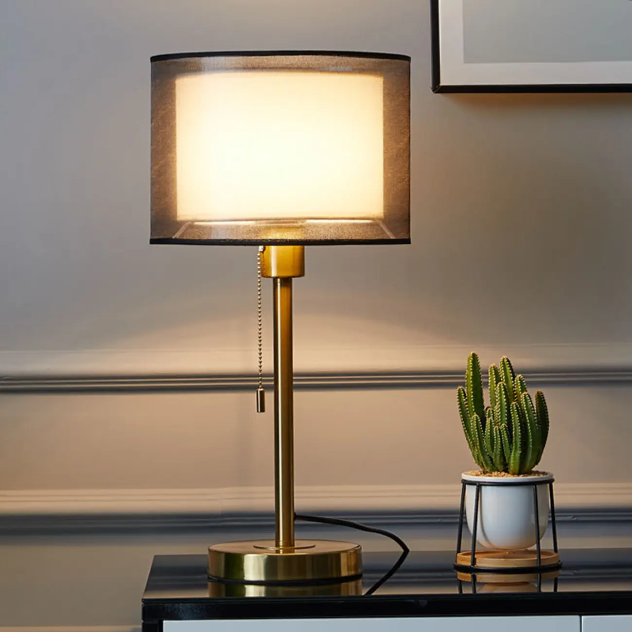 Modern Metal LED Table Lamp with Fabric Shade