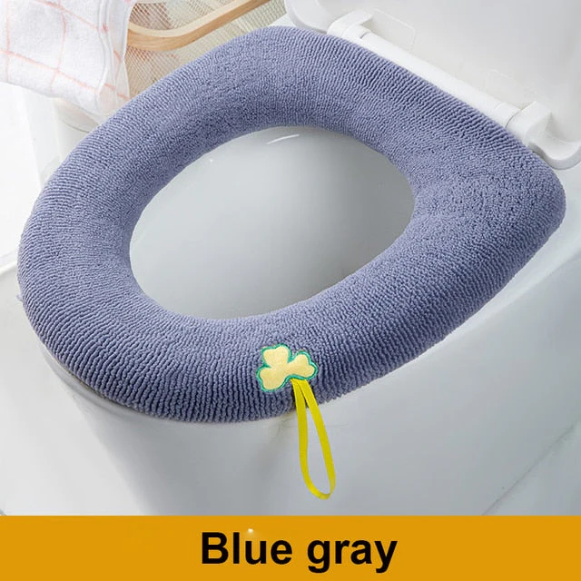 HULIANFU Winter Warm Toilet Seat Cover Closestool Mat 1Pcs Washable Bathroom Accessories Knitting Pure Color Soft O-shape Pad Bidet Cover - Deanwangkt