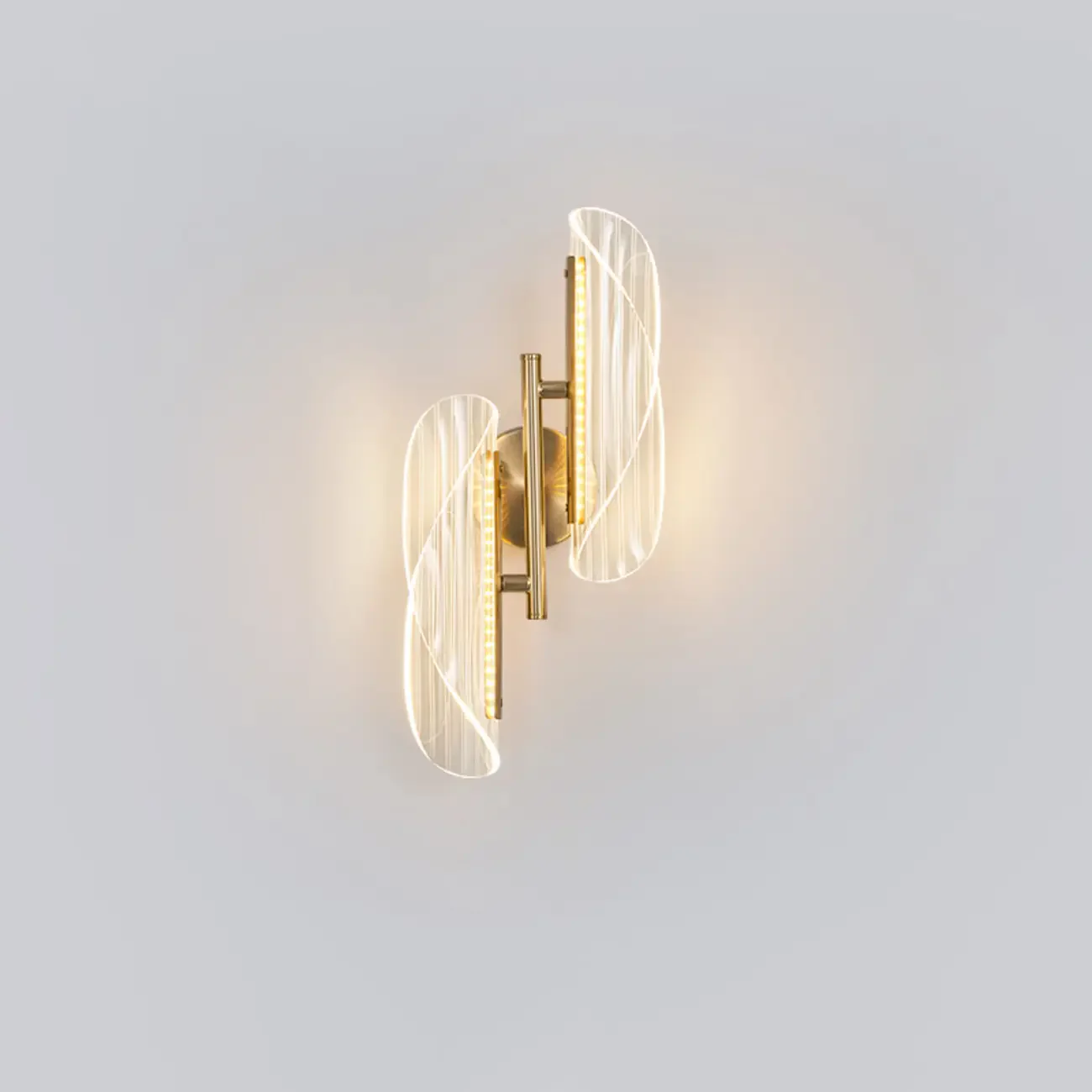 Art Deco Gold Metal and Acrylic LED Wall Sconce