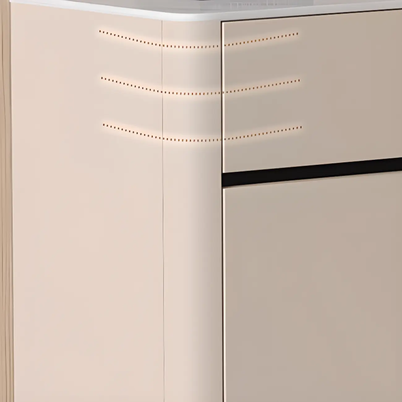 Modern Metal Shoe Cabinet with Khaki Finish