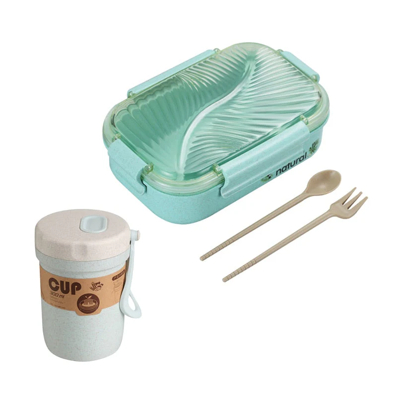 HULIANFU TUUTH Microwave Lunch Box Wheat Straw Bento Box 750ML BPA Free Food Storage Container with Soup Cup - Deanwangkt