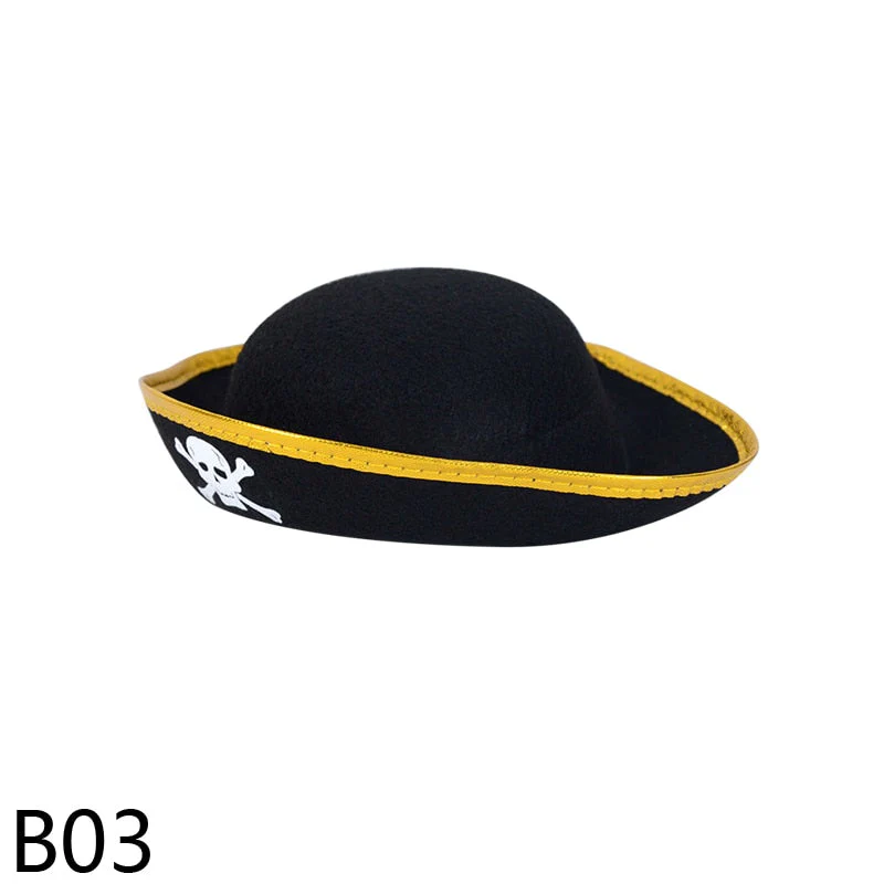 HULIANFU Print Skull Children / Adult Pirate Hat Cosplay Costume Cap Halloween Masquerade Party Performance Pirate Captain Hat Props - Deanwangkt