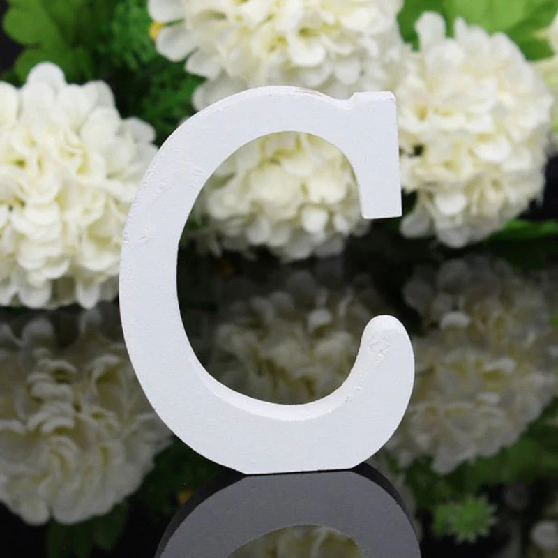 HULIANFU White Wood Letter Alphabet DIY Personalised Name Design Art Crafts Free Standing Xmas Birthday Wedding Party Home Decoration - Deanwangkt