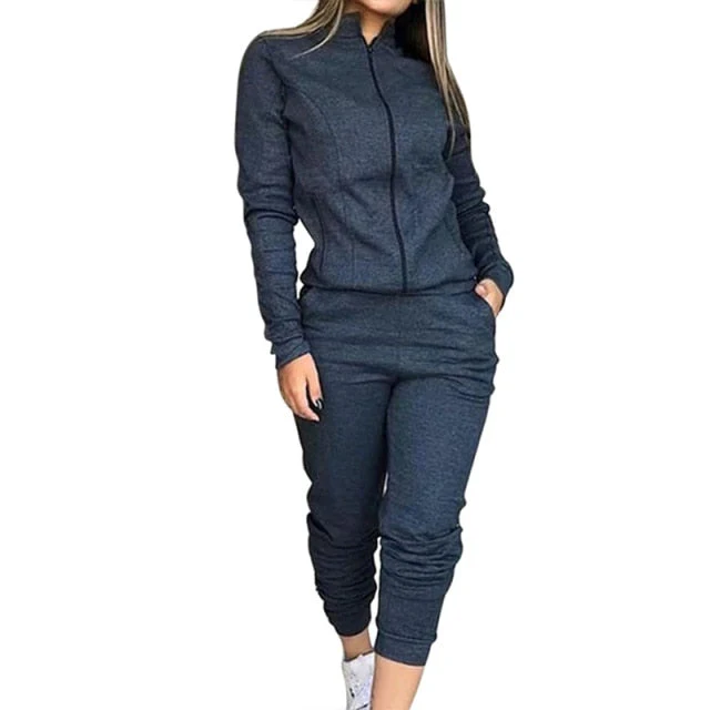 Hulianfu 2 Piece Set Spring Autumn Women Tracksuit Zipper Sweatshirt+Pants Sportwear Casual Women's Sports Suit Hoodies Set Female - Deanwangkt