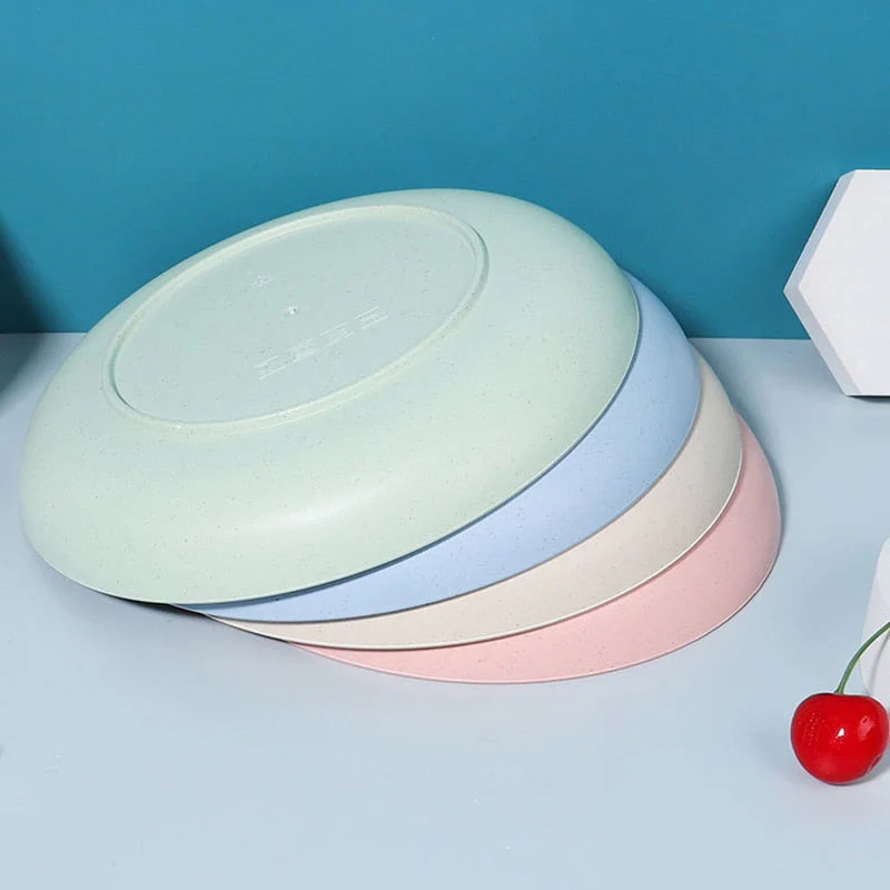 HULIANFU Kitchen Plastic Plates Wheat Straw Food Sauce Dish Taste Board Snack Fruit Plates Round Household Dishes Modern Dinner Plates - Deanwangkt