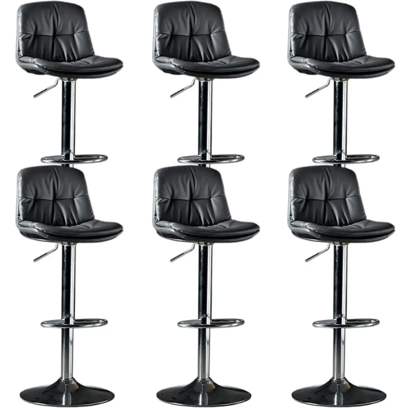 Adjustable Leather Low Back Swivel Bar Stool