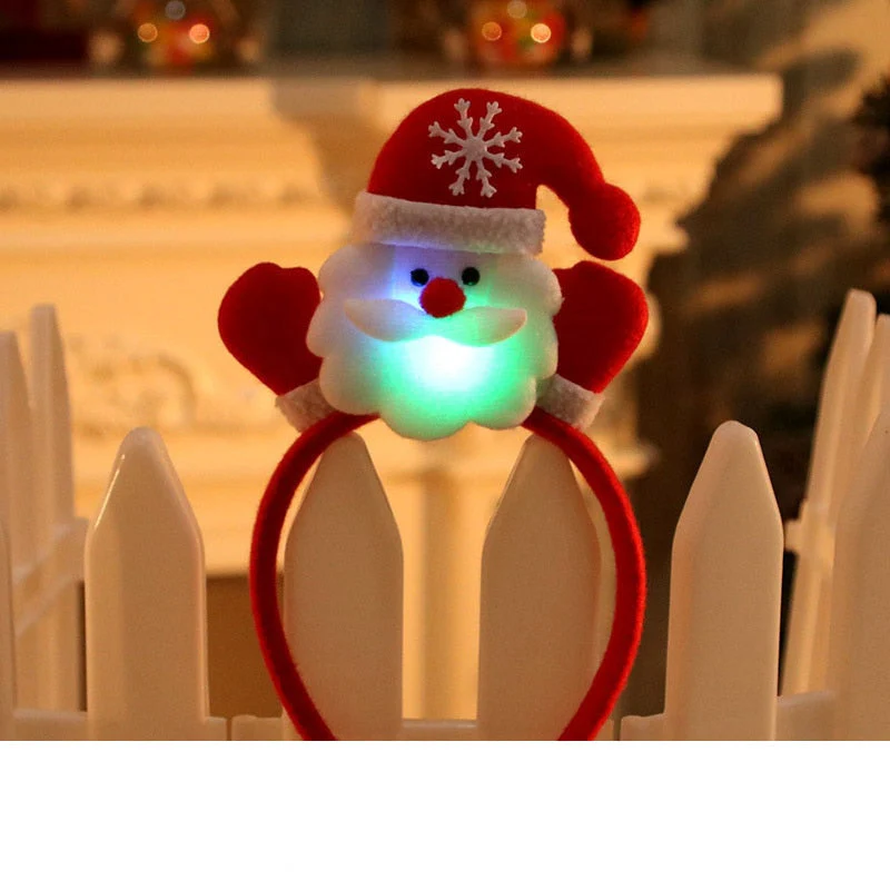 HULIANFU 2026  Christmas Headband LED Christmas Decorations Gift Hairpin Antlers Headband New Year Decorations Santa Headband Christmas Decor - Deanwangkt