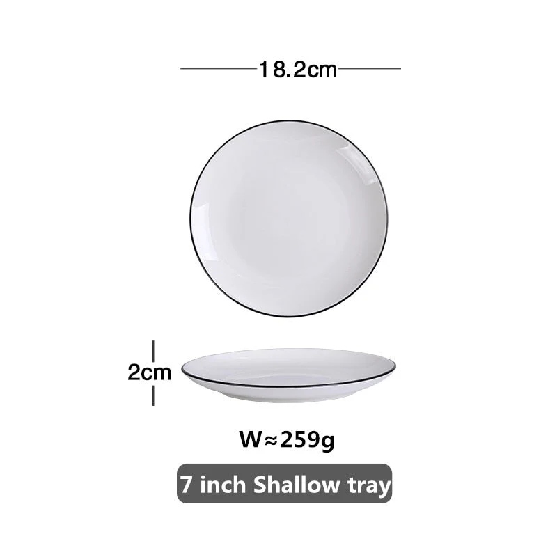 HULIANFU White Dinner Plate Set Ceramic Kitchen Plate Tableware Set Food Dishes Rice Salad Noodles Bowl Soup Kitchen Cook Tool 1pc - Deanwangkt