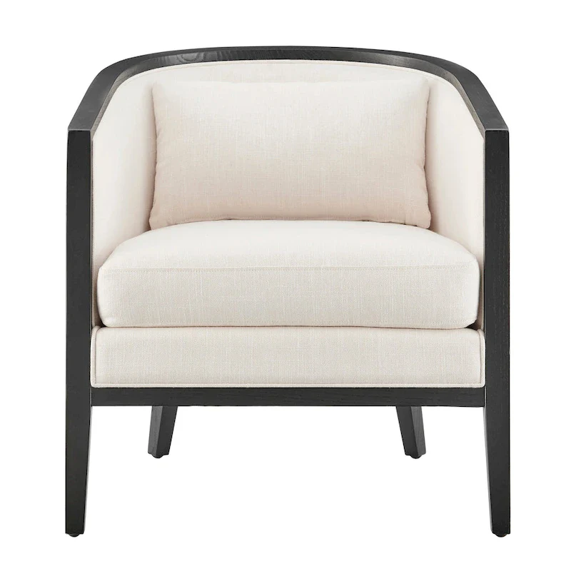 Tillman Linen Accent Arm Chair with Rattan