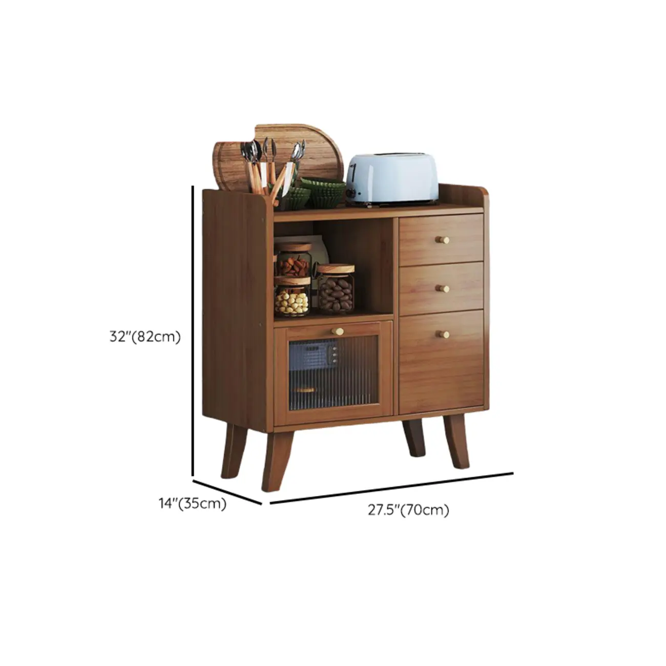 Modern Bamboo Narrow Sideboard with Drawers