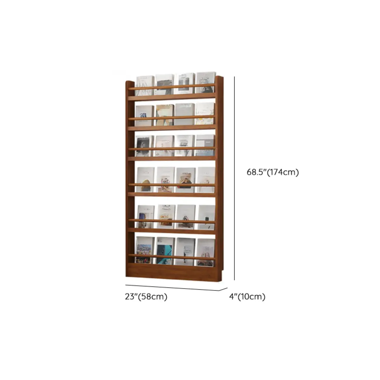 Rustic Brown Oak Bookcase Open Rectangular BookShelves