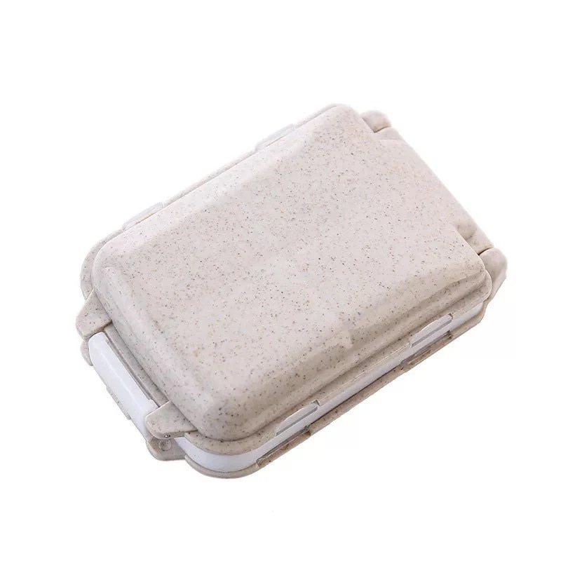 HULIANFU Pill Box Wheat Sealed 8 Grids Pill Container Organizer Health Care Drug Travel Divider 7 Day Pill Storage Bag Travel Pill Cases - Deanwangkt