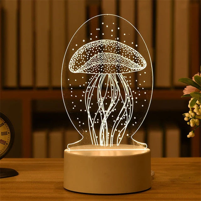 HULIANFU Romantic Love 3D Lamp Heart-shaped Balloon Acrylic LED Night Light Decorative Table Lamp Valentine Day Sweetheart Wife Gift - Deanwangkt