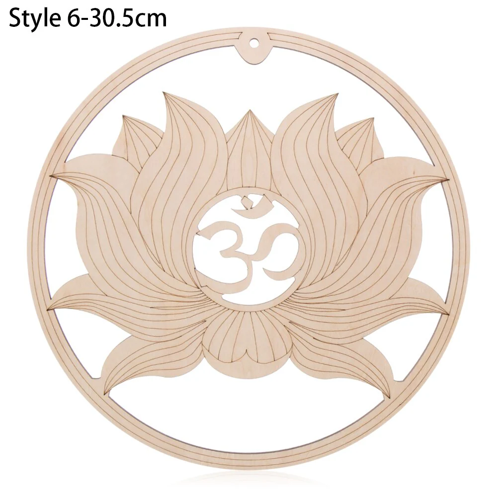 HULIANFU Log Color Chakra Pattern Round Edge Circles Carved Wooden Stand Coaster Flower of life Reload Stone Kitchen Hot Pad Mat Decor - Deanwangkt