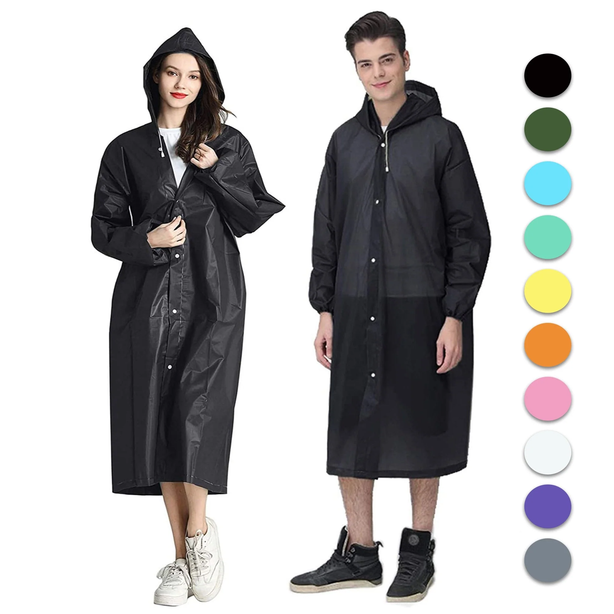 HULIANFU Reusable Thicken Women Men Rain Coat Waterproof Jacket Poncho Cloak Hood Hoodie Suit Raincoat For Tourism Fishing Cycling Hiking - Deanwangkt
