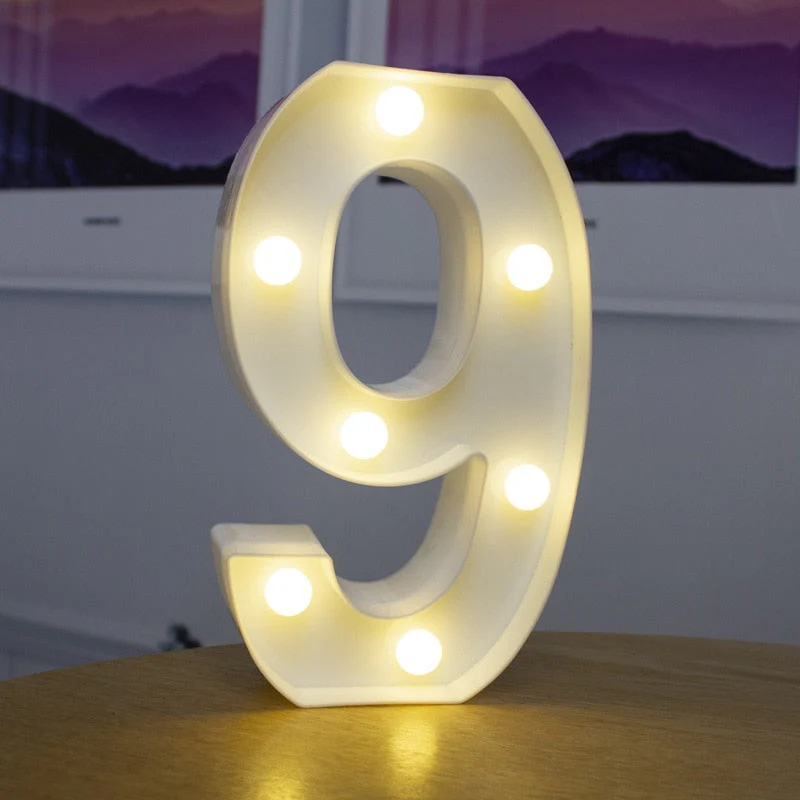 HULIANFU Luxury Alphabet Letter LED Lights Luminous Number Lamp  Battery Night Light for Home Wedding Birthday Christmas Party Decoration - Deanwangkt