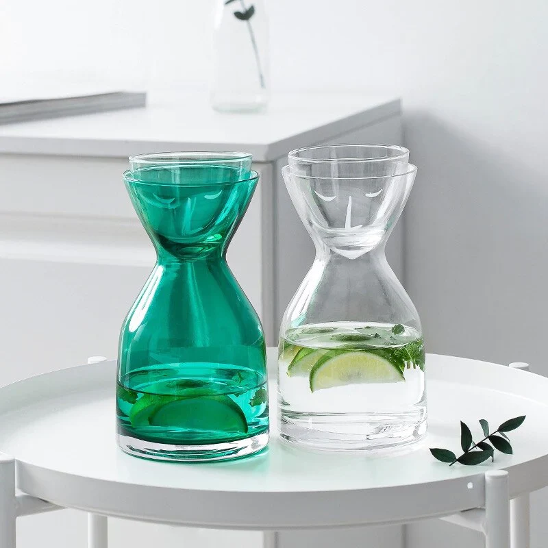HULIANFU Personality Glass Water Bottle Set with Cup Heat-Resistant Juice Beverage Bottle Flower Tea Jug Creative Home Drinkware Supplier - Deanwangkt