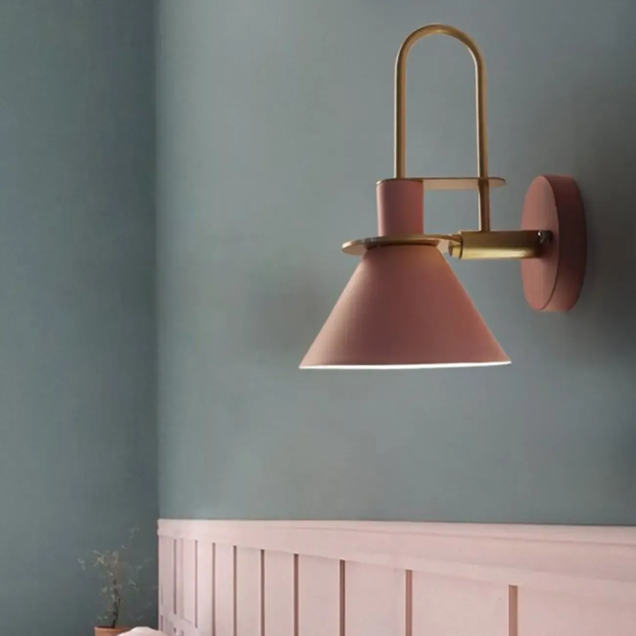 Cone Bathroom Vanity Light with Green Iron Shade