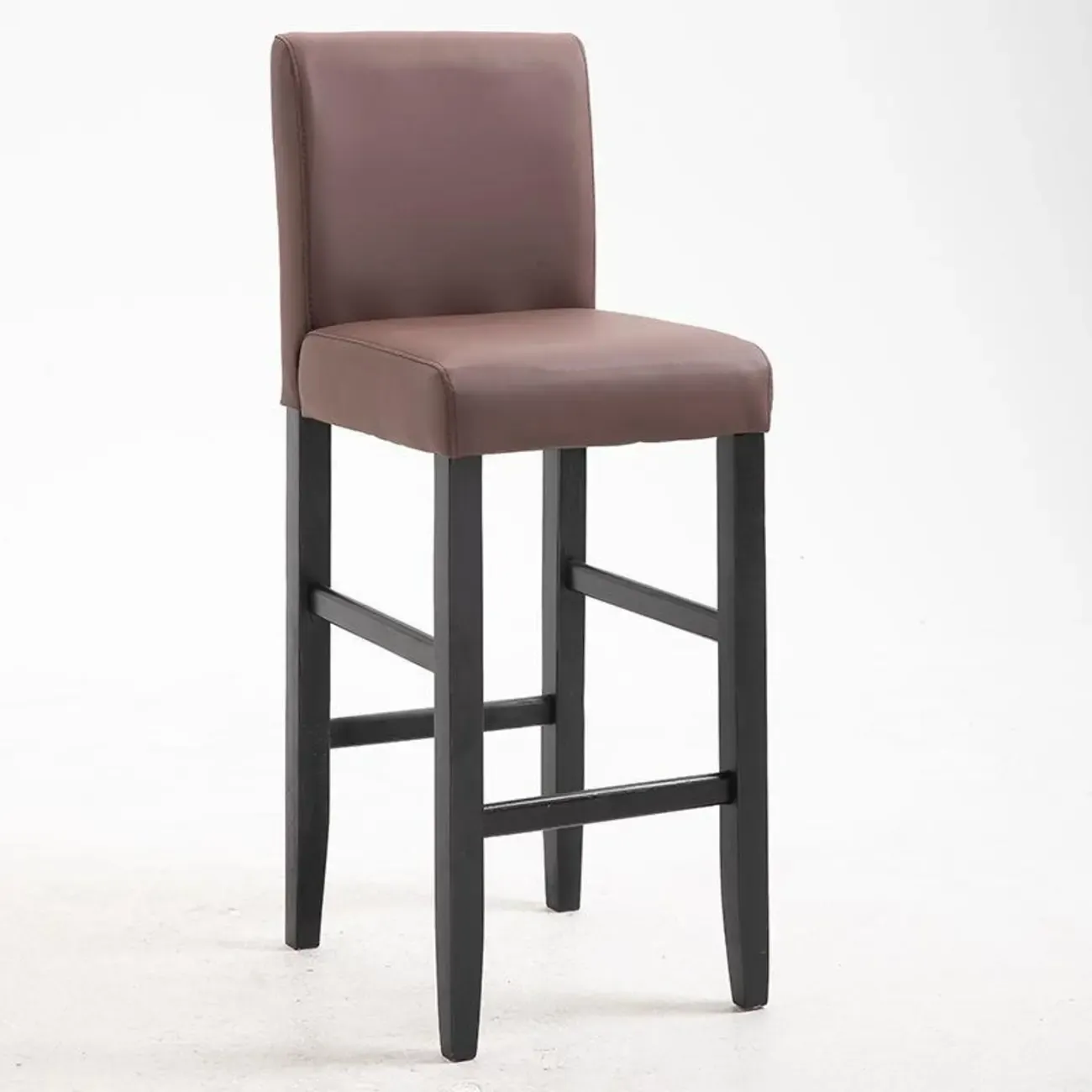 Traditional Wood Leather Upholstered Bar Height Stool