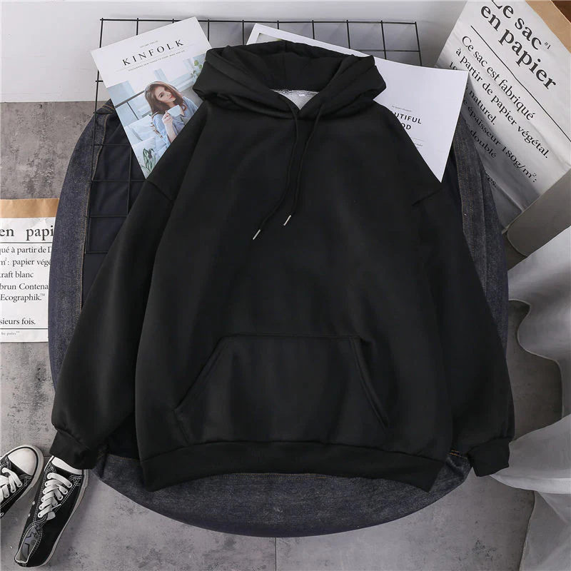 hulianfu Jacket women solid color hoodies autumn winter imitation lamb wool korean loose plus velvet thick zipper sweatshirt tops - Deanwangkt