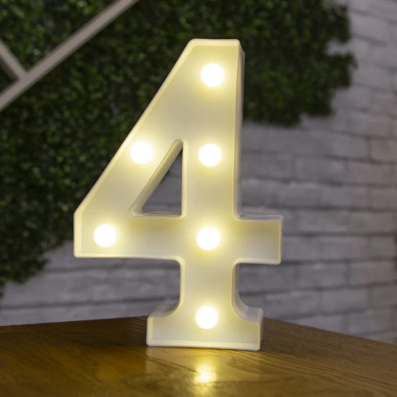 HULIANFU Luxury Alphabet Letter LED Lights Luminous Number Lamp  Battery Night Light for Home Wedding Birthday Christmas Party Decoration - Deanwangkt