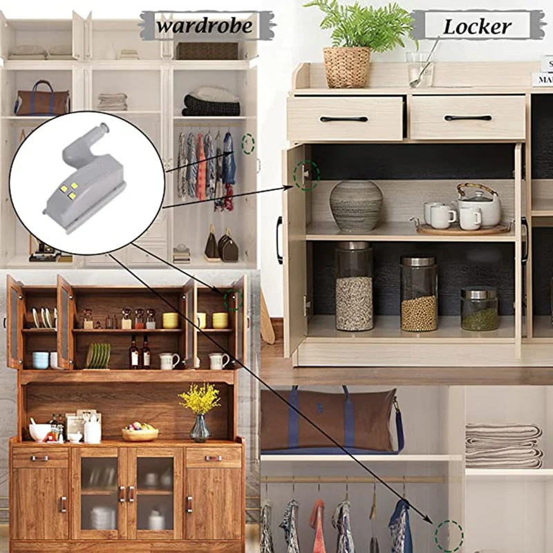 HULIANFU Universal LED Inner Hinge Lamp Cabinet Induction Lights  Wardrobe Cupboard Sensor Lights Bedroom Kitchen Closet Night Lamp - Deanwangkt