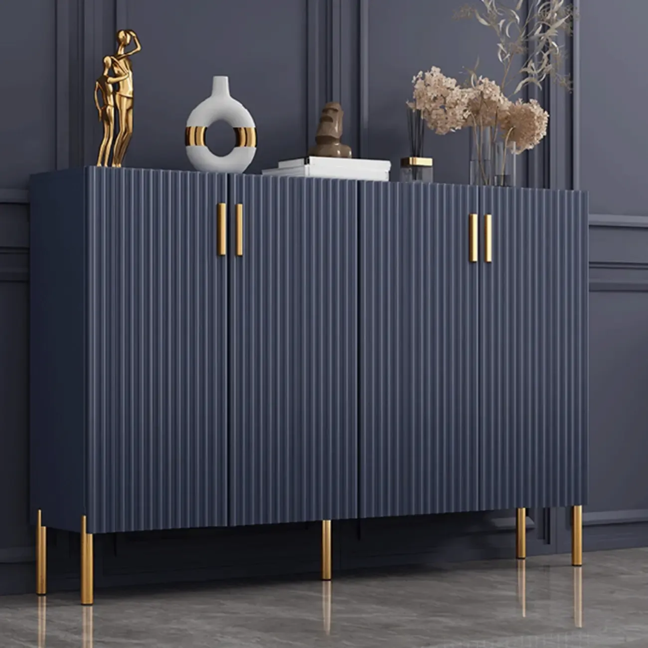Glam Wooden Sideboard with Shelves and Cabinets