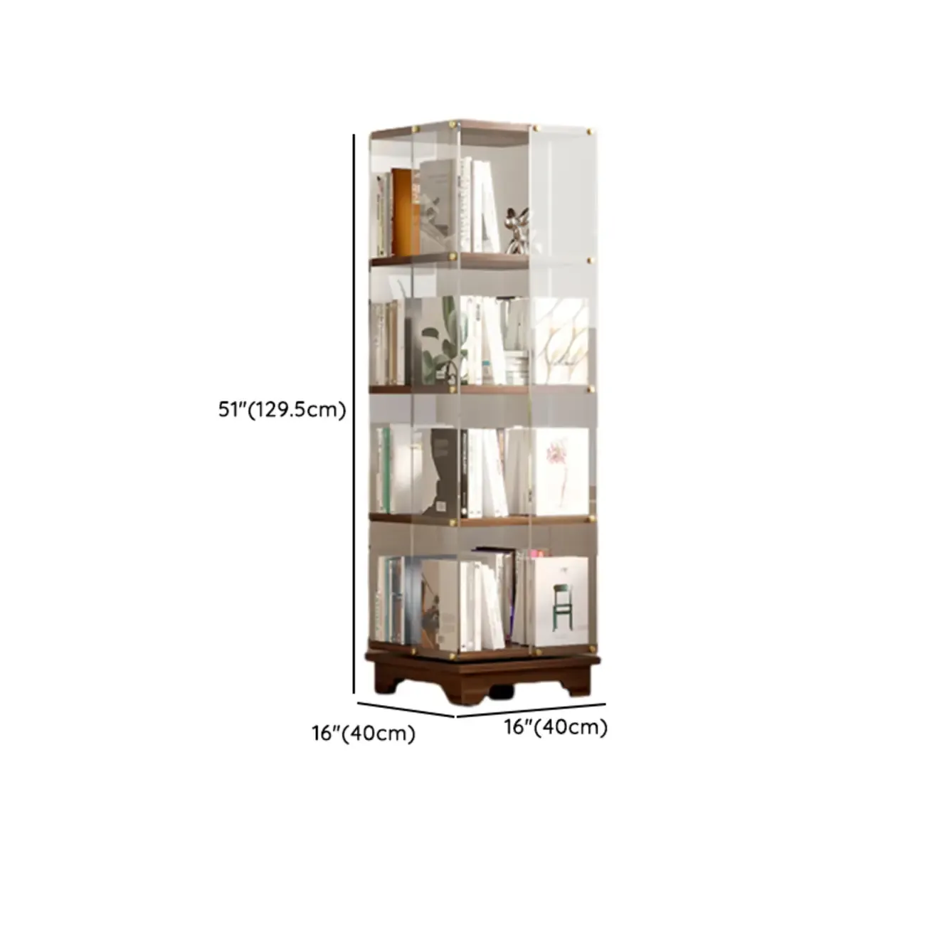 Art Deco Square Timber Shelf Glass Panel Swivel Chest