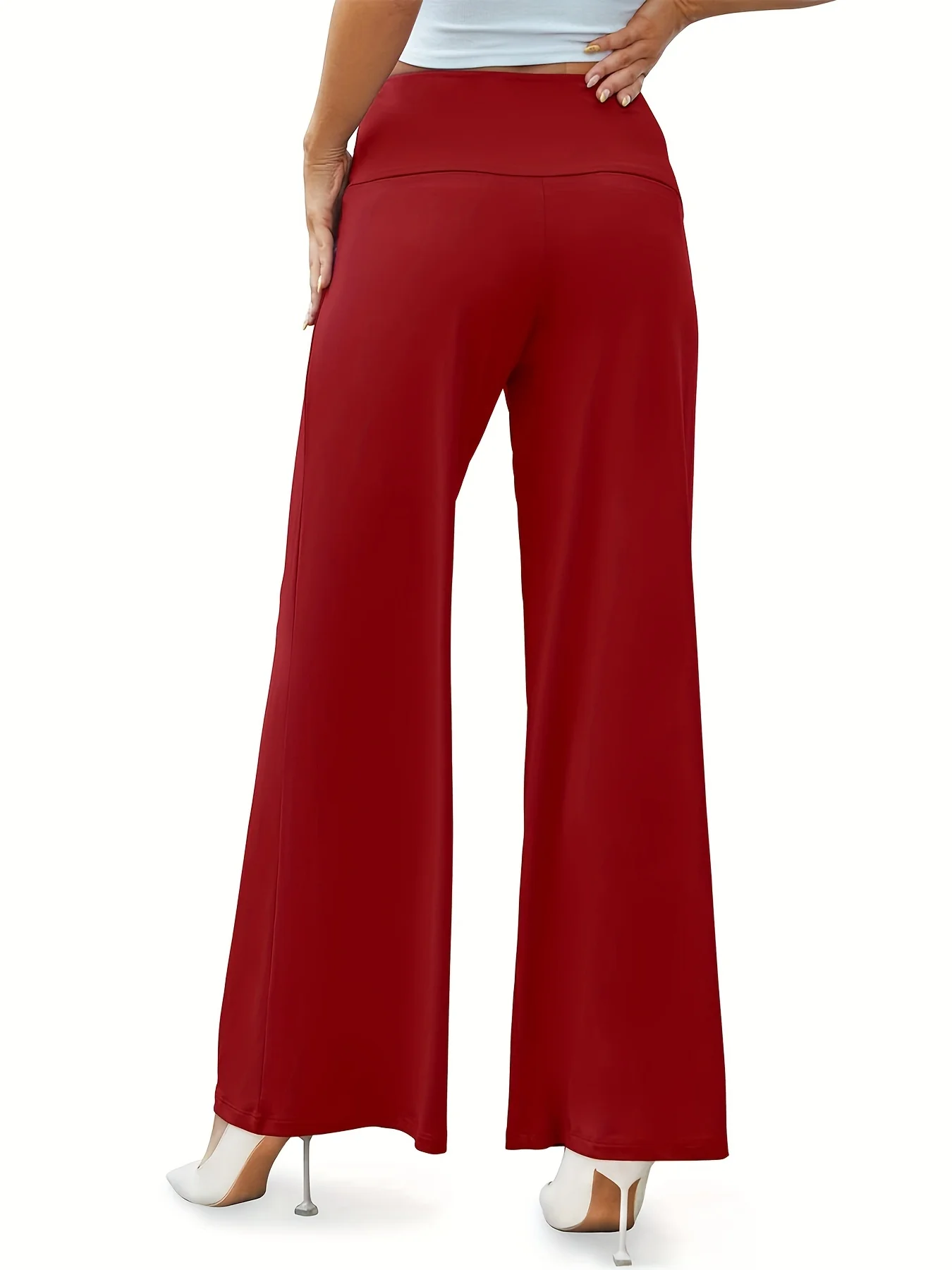 Plain Mid-Stretch Outdoor Trousers, Loose Fit Comfy Sporty Wide Legs Pants, Women's Activewear - Deanwangkt