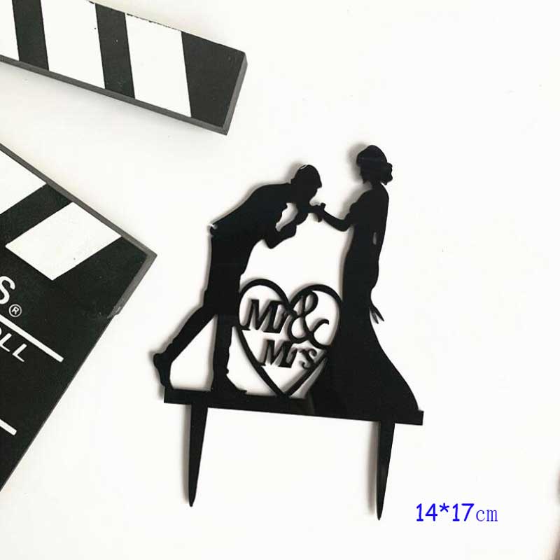HULIANFU Wedding Cake Topper Acrylic Bride to be Cake Decorations Mariage Anniversary Birthday Party Baking Dessert Cake Top Flag Cupcake - Deanwangkt