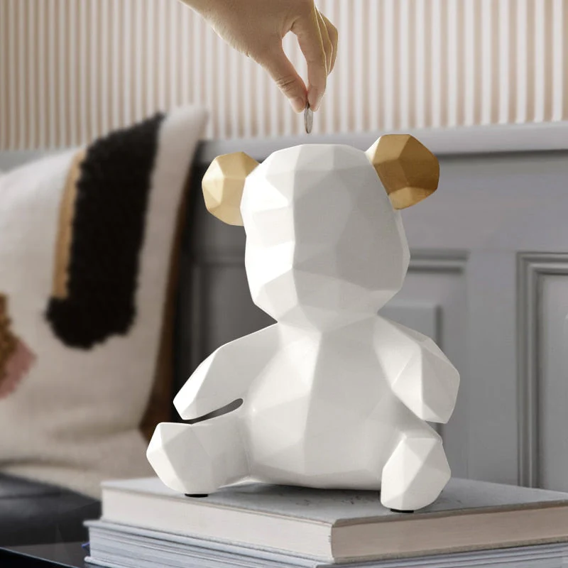 HULIANFU Piggy Bank Teddy Bear Figurines Money Box Gift Wedding Storage Box Money For Children Coins Holders Box Kids Toy Coin Bank - Deanwangkt