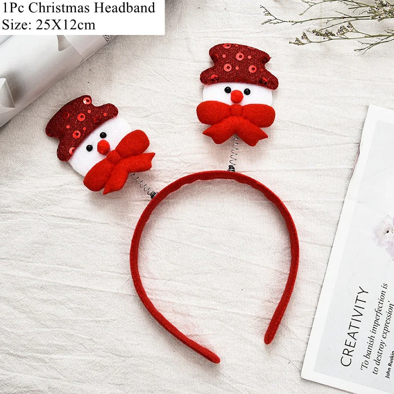 HULIANFU 2026  LuanQI Christmas Headbands for Children Adult Hair Band Red Christmas Santa Claus Snowman Antlers Headband Xmas Decoration Gifts - Deanwangkt
