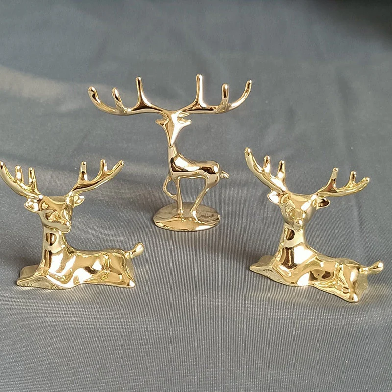 HULIANFU Nordic Style Mini Light Luxury Imitation Copper Elk Ornaments  Deer Sculpture Gold plated zinc alloy deer ornaments decoration - Deanwangkt