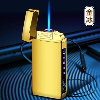 HULIANFU New Windproof Metal Dual Plasma Arc Lighter Jet USB Torch Lighter Gas Electric Butane Chargeable Pipe Cigar Lighter Gadgets - Deanwangkt
