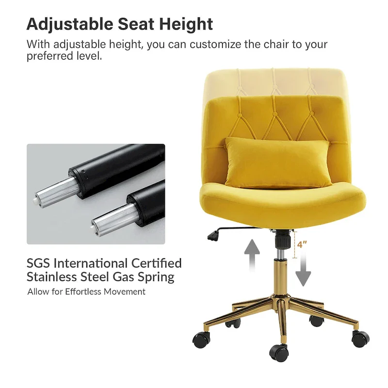 Ollie Modern Flannel Swivel Tilting Office Chair with Pillow by HULALA HOME