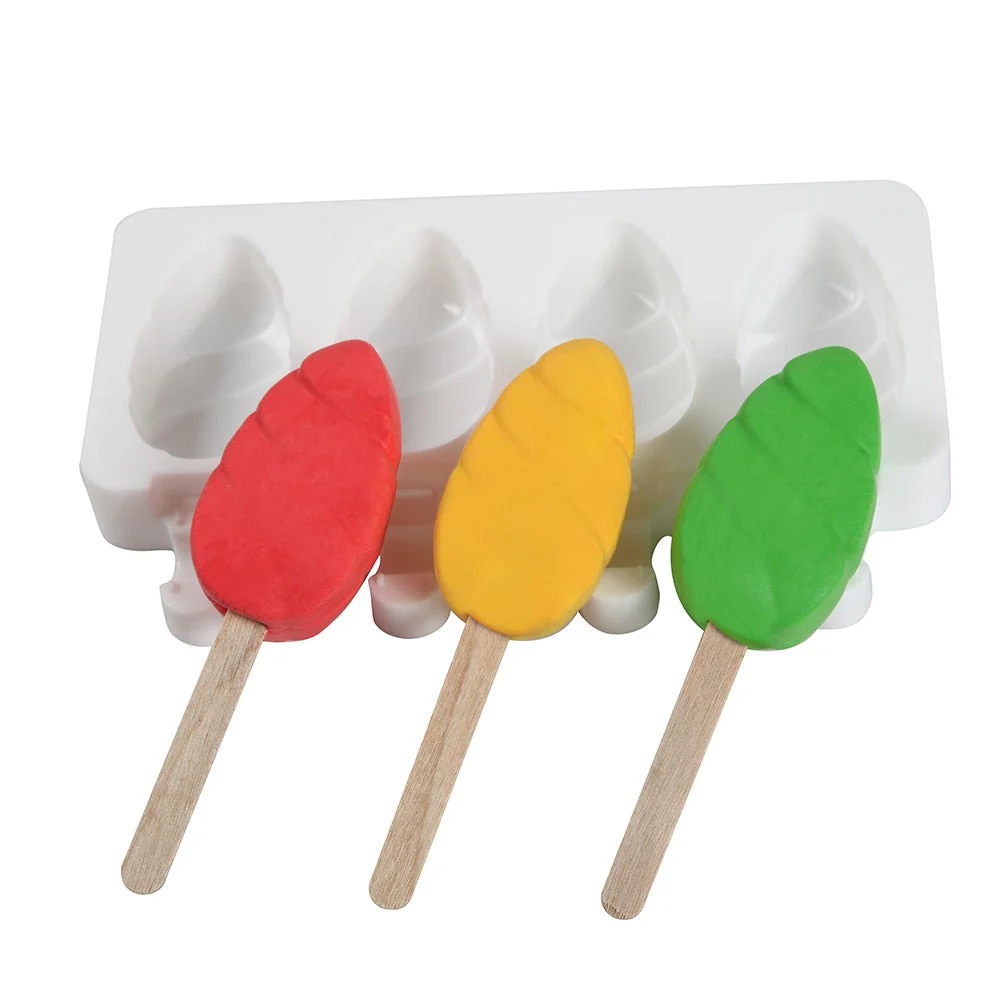 HULIANFU Silicone Ice Cream Mold  4 Holes Popsicle Cube Maker Mould Chocolate Tray Kitchen Gadgets Dining Bar Home Garden  Baking Tools - Deanwangkt