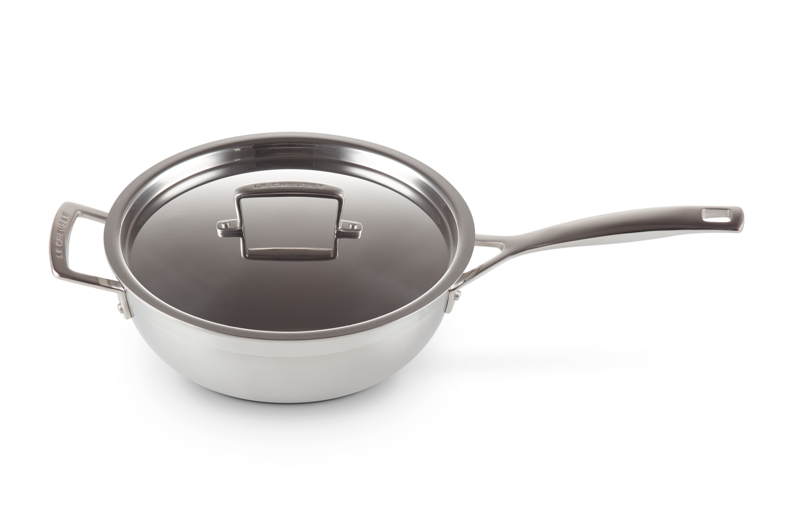 3-ply Stainless Steel Non-Stick Chef's Pan with Lid and Helper Handle