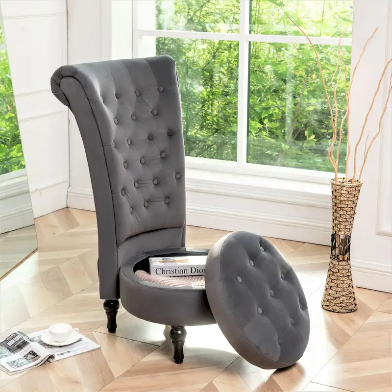 Gosser 20 Wide Velvet High Back Vanity Chair