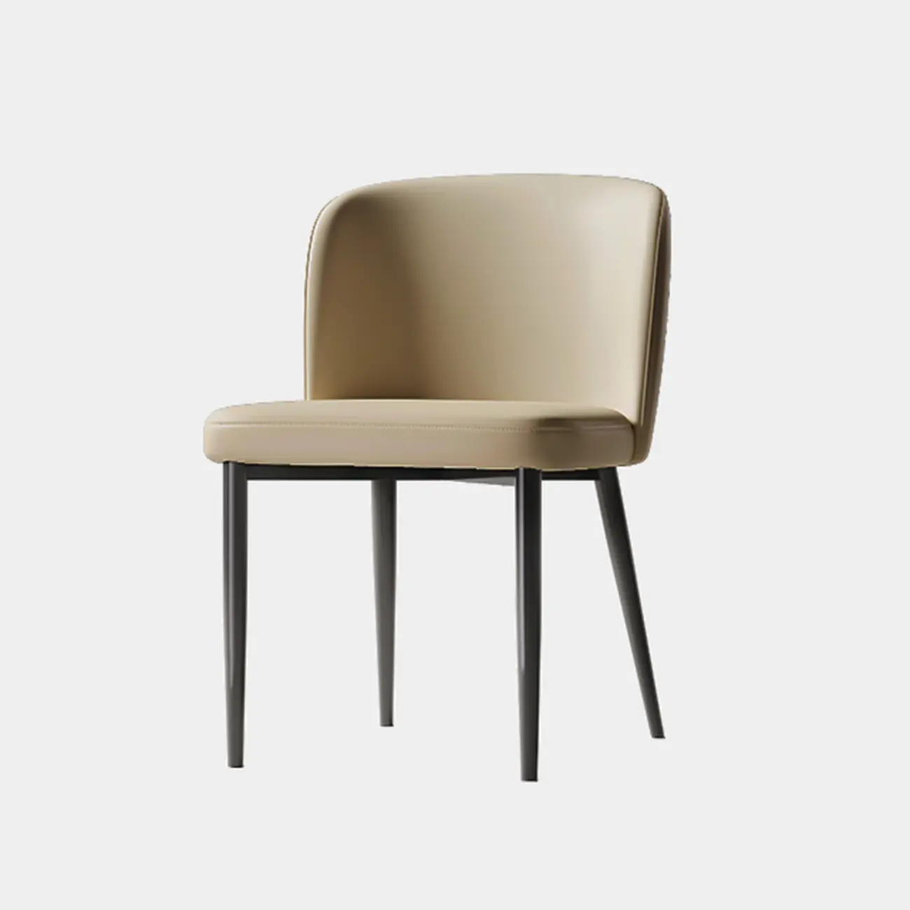 Modern Armless Leather Dining Chair with Black Alloy Legs