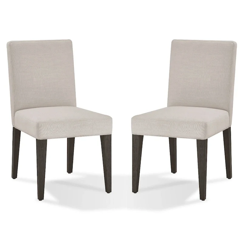 Mod 19 Inch Parson Style Dining Chair, Rubberwood, Set of 2, Light Gray