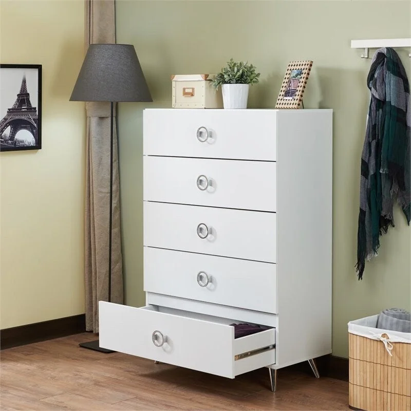 Modern Rectangular Wooden 5-Drawers Chest