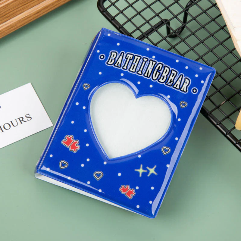 HULIANFU Kpop Card Binder 3inch Photo Album Hollow Love Heart Model Photocard Holder Plaid Album Instax Mini Album For Cards Collect Book - Deanwangkt