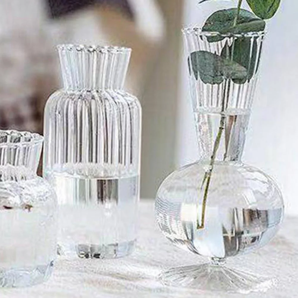 HULIANFU Simple Transparent Glass Small Vase Nordic Decoration Living Room Flower Home Vases For Flowers Aromatherapy Bottle - Deanwangkt