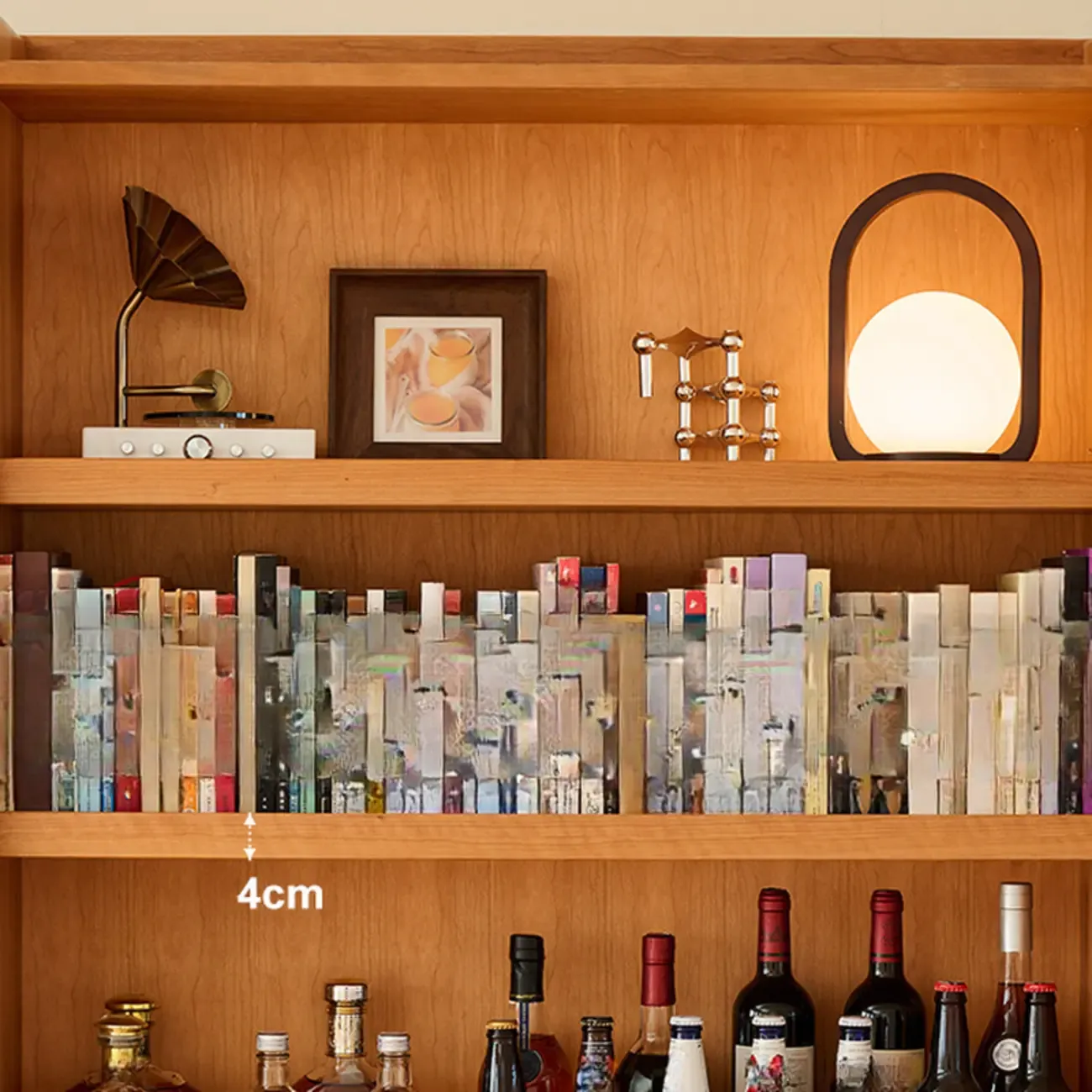 Adjustable Solid Wood Brown Display Cabinet with Light