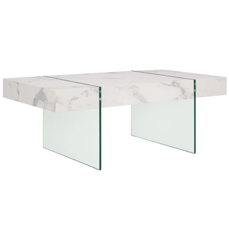 SAFAVIEH Pluma Glass Leg Rectangular Coffee Table - 43.3 W x 23.6 L x 15.7 H - 43Wx24Dx16H