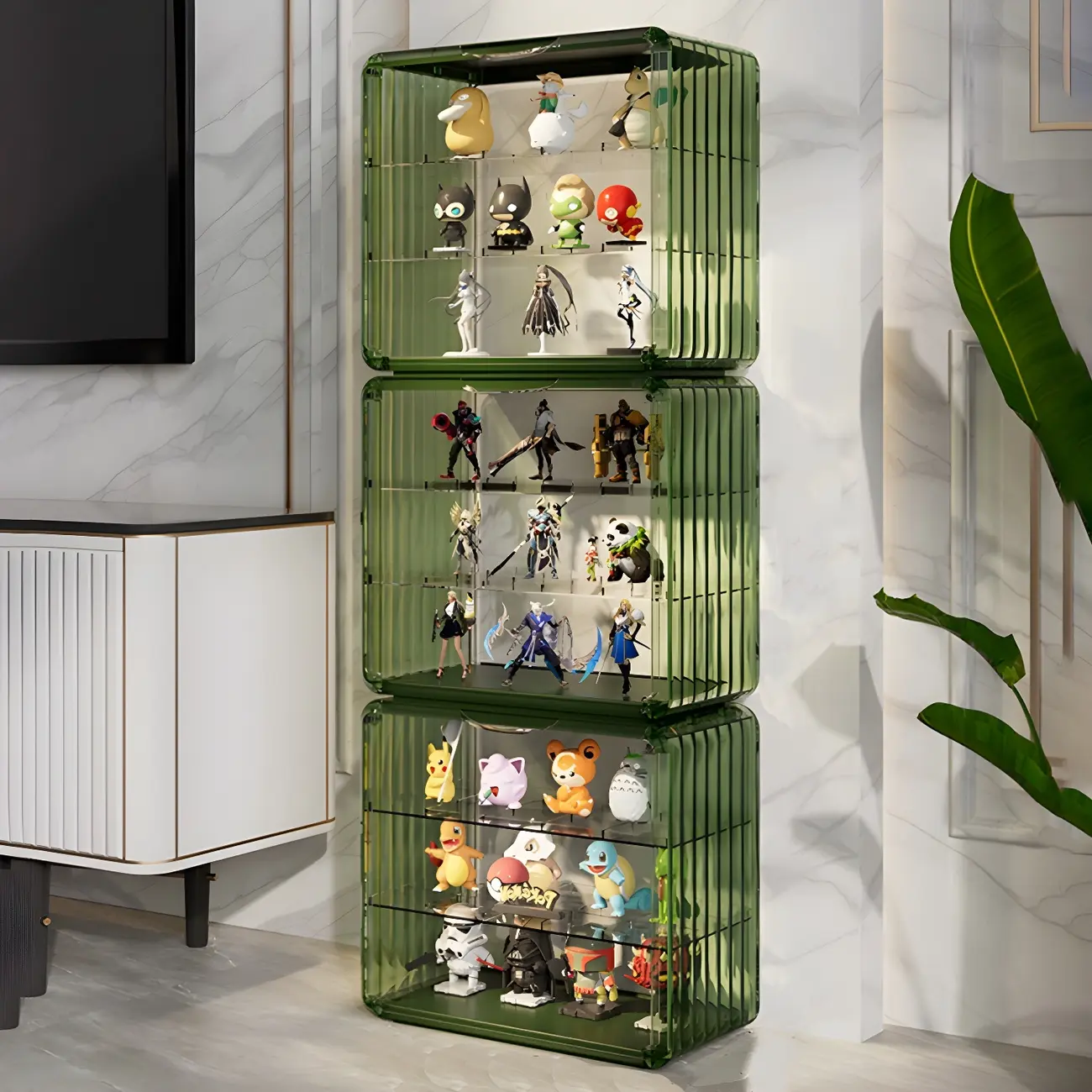 Living Room Stackable Clear Acrylic Display Cabinet